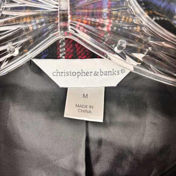 Christopher & Banks/wool blend jacket-Ladies M-EUC-red & black plaid - Picture 3 of 12